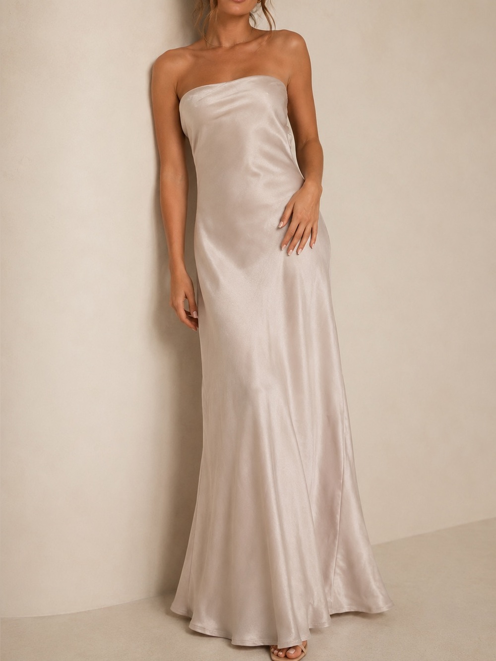 NWT Anthropologie Satin Strapless Maxi Dress